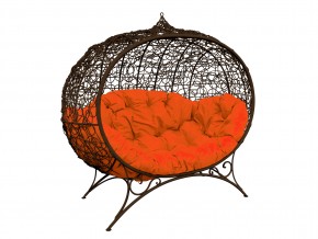 Кокон Улей на ножках с ротангом оранжевая подушка в Озёрске - ozyorsk.mebel74.com | фото 1