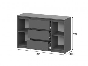 Комод 3 ящика двухстворчатый Денвер Графит серый в Озёрске - ozyorsk.mebel74.com | фото 2