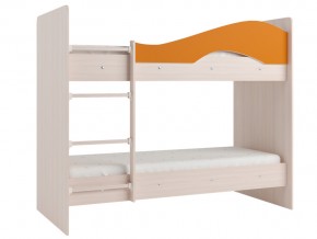 Кровать 2-х ярусная Мая на латофлексах млечный дуб, оранжевая в Озёрске - ozyorsk.mebel74.com | фото