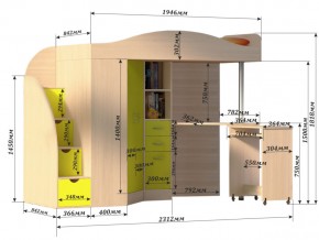 Кровать чердак Юниор 4 дуб молочный-голубой в Озёрске - ozyorsk.mebel74.com | фото 3