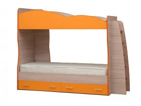 Кровать детская двухъярусная Юниор 1.1 оранжевая в Озёрске - ozyorsk.mebel74.com | фото