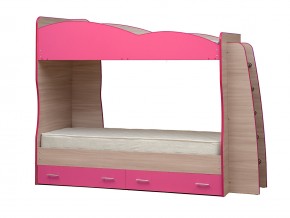 Кровать детская двухъярусная Юниор 1.1 розовая в Озёрске - ozyorsk.mebel74.com | фото