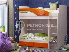 Кровать двухъярусная Бемби МДФ Апельсин металлик в Озёрске - ozyorsk.mebel74.com | фото