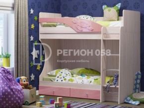 Кровать двухъярусная Бемби МДФ Розовый металлик в Озёрске - ozyorsk.mebel74.com | фото