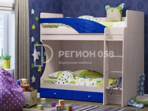 Кровать двухъярусная Бемби МДФ Темно-синий металлик в Озёрске - ozyorsk.mebel74.com | фото 1