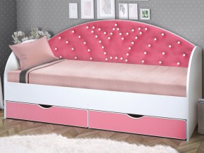 Кровать с продольной мягкой спинкой Корона №1 800х1900 мм розовая в Озёрске - ozyorsk.mebel74.com | фото