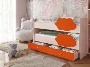 Кровать Соник с ящиком млечный дуб-оранж в Озёрске - ozyorsk.mebel74.com | фото