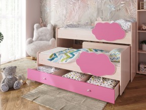 Кровать Соник с ящиком млечный дуб-розовый в Озёрске - ozyorsk.mebel74.com | фото