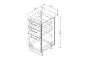 Н3Я 40 Модуль нижний Без Столешницы 3 ящика МН3Я 40 в Озёрске - ozyorsk.mebel74.com | фото