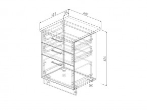 Н3Я 60 Модуль нижний Без Столешницы 3 ящика МН3Я 60 в Озёрске - ozyorsk.mebel74.com | фото