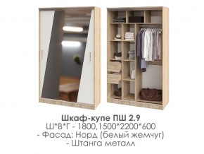 шкаф-купе ПШ-2.9 1500 Норд Белый жемчуг 1500 в Озёрске - ozyorsk.mebel74.com | фото