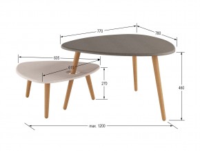 Стол журнальный Стилгрей серый лен/бежевый лен в Озёрске - ozyorsk.mebel74.com | фото 2